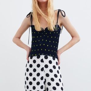 Zara polka-dot smocked cami top